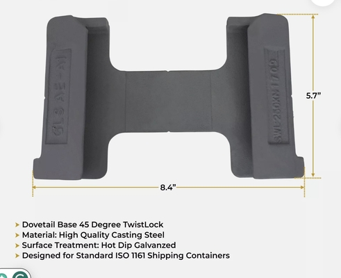 45° Dovetail Twist Lock Base for ISO 1161 Containers  Heavy-Duty Container Securement Corrosion-Resistant Steel